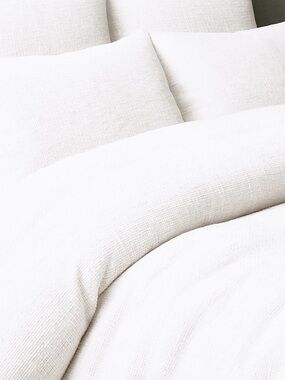 NEW Restoration Hardware Cross Weave Cotton Linen King Duvet Cover + 2 Shams